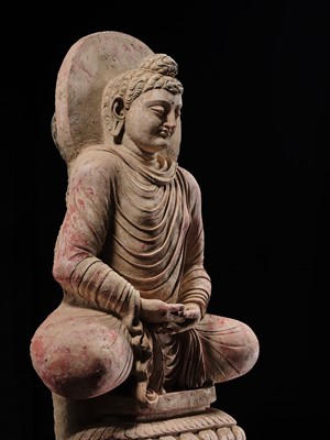 Lot 246 - THE MONUMENTAL AND HIGHLY IMPORTANT ‘KIENZLE’ STUCCO STATUE OF BUDDHA GANDHARA, PROBABLY HADDA, CIRCA 3RD-5TH CENTURY