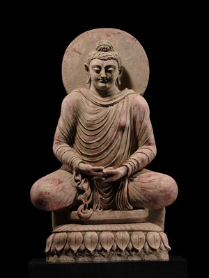 Lot 246 - THE MONUMENTAL AND HIGHLY IMPORTANT ‘KIENZLE’ STUCCO STATUE OF BUDDHA GANDHARA, PROBABLY HADDA, CIRCA 3RD-5TH CENTURY