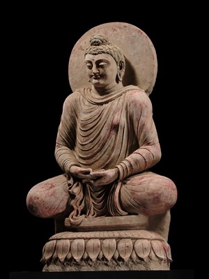 Lot 246 - THE MONUMENTAL AND HIGHLY IMPORTANT ‘KIENZLE’ STUCCO STATUE OF BUDDHA GANDHARA, PROBABLY HADDA, CIRCA 3RD-5TH CENTURY