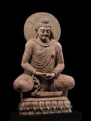 Lot 246 - THE MONUMENTAL AND HIGHLY IMPORTANT ‘KIENZLE’ STUCCO STATUE OF BUDDHA GANDHARA, PROBABLY HADDA, CIRCA 3RD-5TH CENTURY