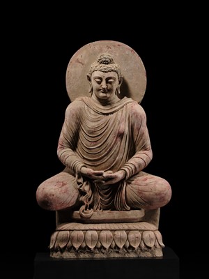 Lot 246 - THE MONUMENTAL AND HIGHLY IMPORTANT ‘KIENZLE’ STUCCO STATUE OF BUDDHA GANDHARA, PROBABLY HADDA, CIRCA 3RD-5TH CENTURY