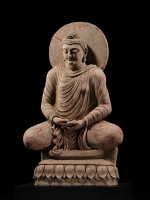 Lot 246 - THE MONUMENTAL AND HIGHLY IMPORTANT ‘KIENZLE’ STUCCO STATUE OF BUDDHA GANDHARA, PROBABLY HADDA, CIRCA 3RD-5TH CENTURY
