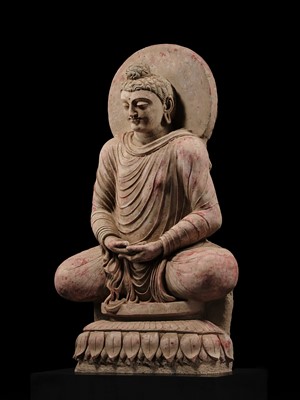 Lot 246 - THE MONUMENTAL AND HIGHLY IMPORTANT ‘KIENZLE’ STUCCO STATUE OF BUDDHA GANDHARA, PROBABLY HADDA, CIRCA 3RD-5TH CENTURY