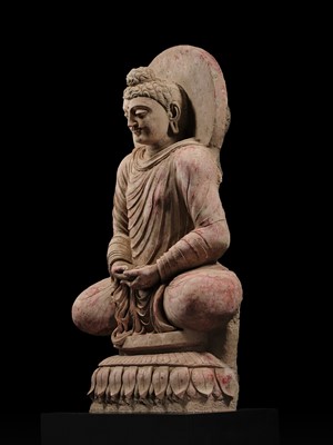 Lot 246 - THE MONUMENTAL AND HIGHLY IMPORTANT ‘KIENZLE’ STUCCO STATUE OF BUDDHA GANDHARA, PROBABLY HADDA, CIRCA 3RD-5TH CENTURY