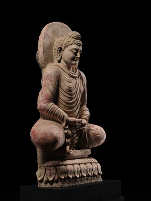 Lot 246 - THE MONUMENTAL AND HIGHLY IMPORTANT ‘KIENZLE’ STUCCO STATUE OF BUDDHA GANDHARA, PROBABLY HADDA, CIRCA 3RD-5TH CENTURY