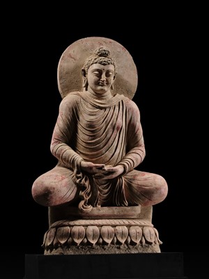Lot 246 - THE MONUMENTAL AND HIGHLY IMPORTANT ‘KIENZLE’ STUCCO STATUE OF BUDDHA GANDHARA, PROBABLY HADDA, CIRCA 3RD-5TH CENTURY