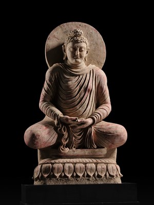 Lot 246 - THE MONUMENTAL AND HIGHLY IMPORTANT ‘KIENZLE’ STUCCO STATUE OF BUDDHA GANDHARA, PROBABLY HADDA, CIRCA 3RD-5TH CENTURY