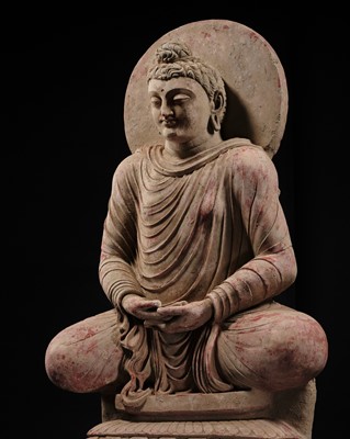 Lot 246 - THE MONUMENTAL AND HIGHLY IMPORTANT ‘KIENZLE’ STUCCO STATUE OF BUDDHA GANDHARA, PROBABLY HADDA, CIRCA 3RD-5TH CENTURY