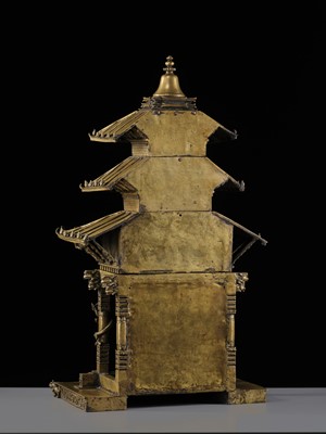 Lot 109 - A MASSIVE BRONZE ‘NYATAPOLA TEMPLE’ SHRINE, 18TH-19TH CENTURY