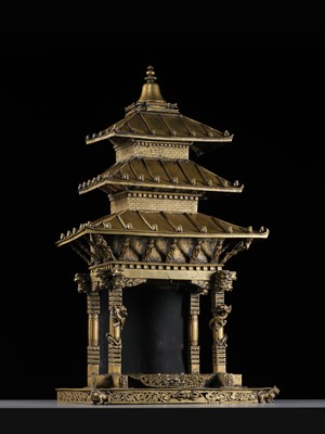 Lot 109 - A MASSIVE BRONZE ‘NYATAPOLA TEMPLE’ SHRINE, 18TH-19TH CENTURY