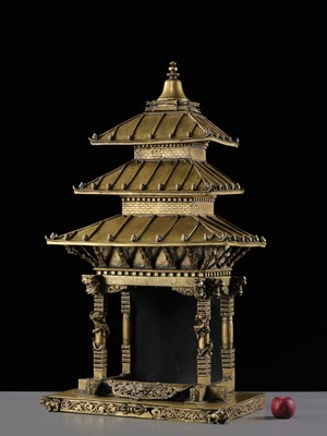 Lot 109 - A MASSIVE BRONZE ‘NYATAPOLA TEMPLE’ SHRINE, 18TH-19TH CENTURY