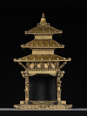Lot 109 - A MASSIVE BRONZE ‘NYATAPOLA TEMPLE’ SHRINE, 18TH-19TH CENTURY