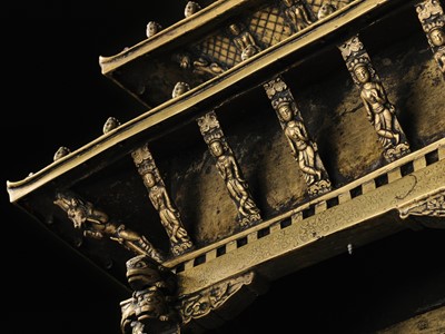 Lot 109 - A MASSIVE BRONZE ‘NYATAPOLA TEMPLE’ SHRINE, 18TH-19TH CENTURY