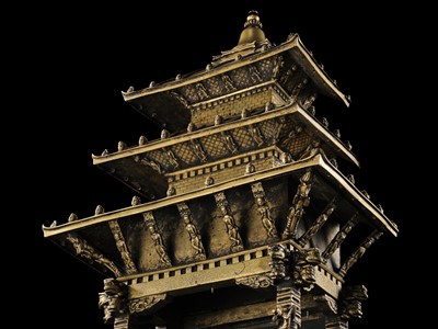 Lot 109 - A MASSIVE BRONZE ‘NYATAPOLA TEMPLE’ SHRINE, 18TH-19TH CENTURY