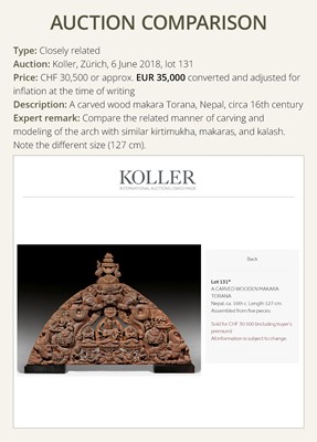 Lot 120 - A WOOD TORANA, NEPAL, CIRCA 16TH - 18TH CENTURY