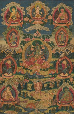 Lot 206 - A THANGKA OF GREEN TARA