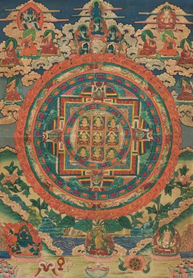 Lot 207 - A TIBETAN MANDALA THANGKA