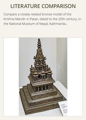 Lot 110 - A MONUMENTAL AND IMPORTANT BRONZE MODEL OF THE KRISHNA MANDIR IN PATAN, WITH A BRONZE FIGURE OF BALAKRISHNA