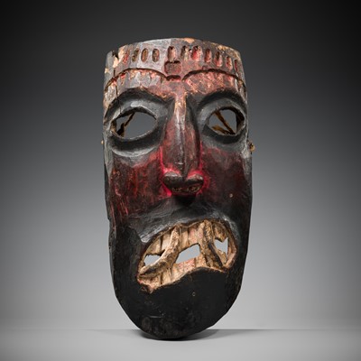 Lot 30 - A CARVED WOOD SHAMAN MASK, NEPAL, 18TH-19TH CENTURY