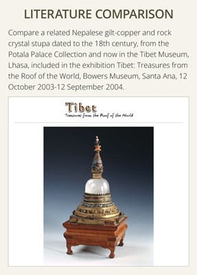 Lot 111 - A RARE AND LARGE GILT-BRONZE AND ROCK CRYSTAL STUPA, 18TH-19TH CENTURY