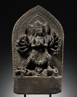 Lot 77 - A GRAY STONE STELE OF SAMVARA, 16TH-17TH CENTURY