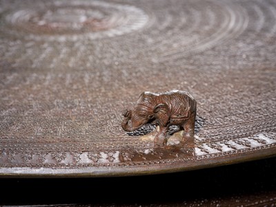 Lot 42 - A MONUMENTAL AND EXTREMELY RARE BRONZE RAIN DRUM, KAREN PEOPLE