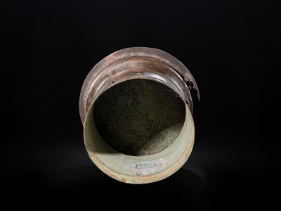 Lot 42 - A MONUMENTAL AND EXTREMELY RARE BRONZE RAIN DRUM, KAREN PEOPLE