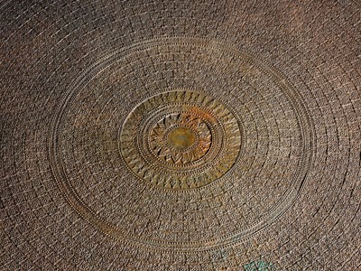 Lot 42 - A MONUMENTAL AND EXTREMELY RARE BRONZE RAIN DRUM, KAREN PEOPLE