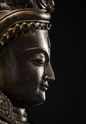 Lot 118 - A LARGE BRONZE FIGURE OF MANJUSHRI, NEPAL, 20TH CENTURY