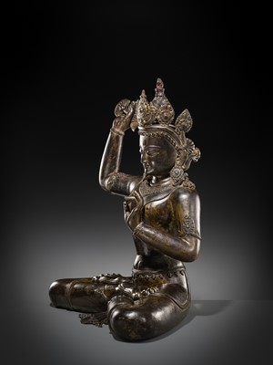 Lot 118 - A LARGE BRONZE FIGURE OF MANJUSHRI, NEPAL, 20TH CENTURY