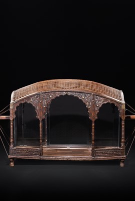 Lot 100 - A LARGE AND RARE HARDWOOD WEDDING PALANQUIN, SOUTHERN INDIA, 19TH CENTURY