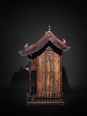 Lot 121 - A GILT-LACQUERED WOOD FAMILY SHRINE, KAN, 18TH-19TH CENTURY