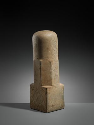 Lot 141 - A LARGE POLISHED SANDSTONE LINGAM, ANGKOR PERIOD, 10TH-13TH CENTURY