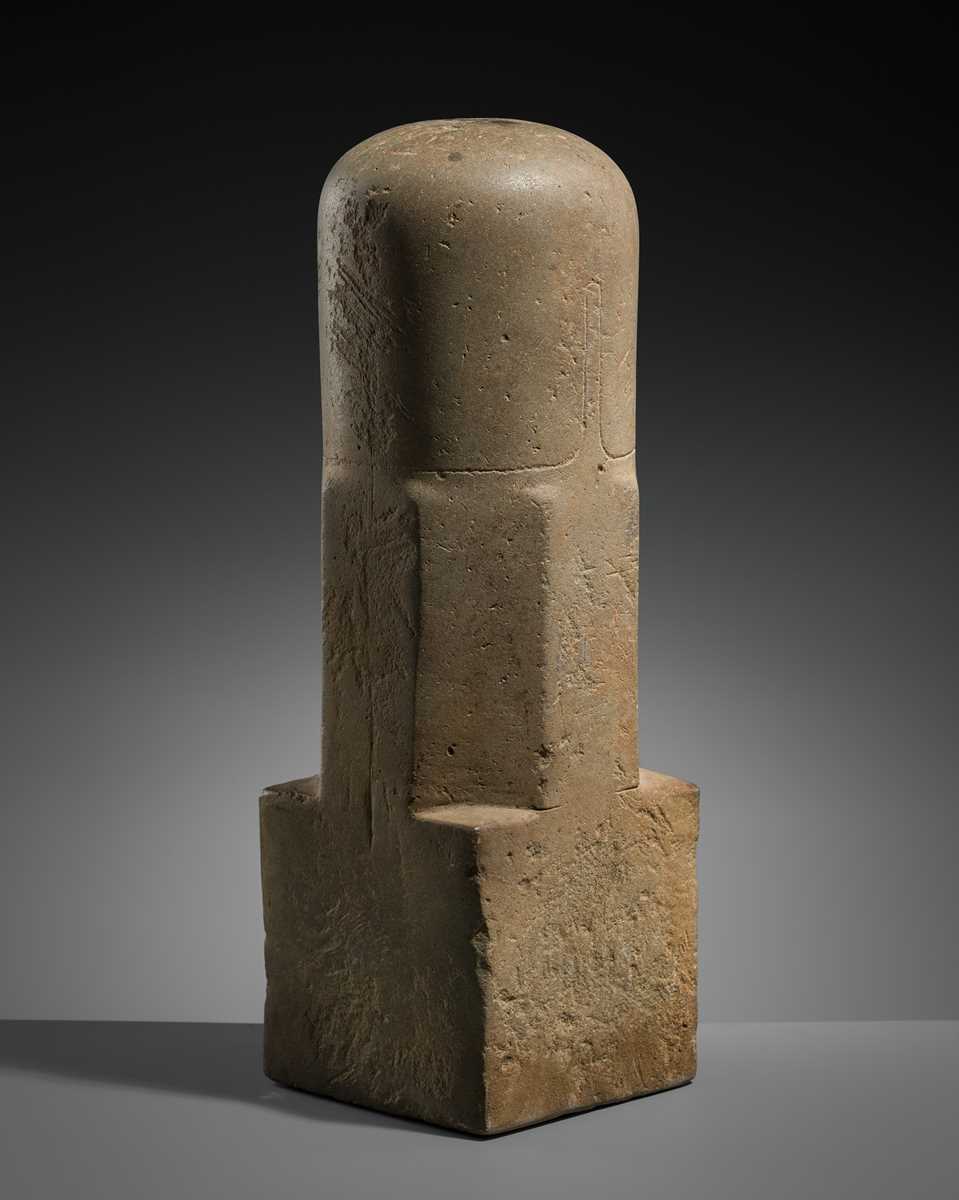 Lot 141 - A LARGE POLISHED SANDSTONE LINGAM, ANGKOR PERIOD, 10TH-13TH CENTURY