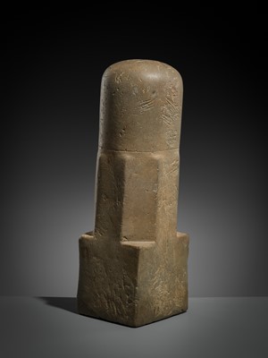 Lot 141 - A LARGE POLISHED SANDSTONE LINGAM, ANGKOR PERIOD, 10TH-13TH CENTURY