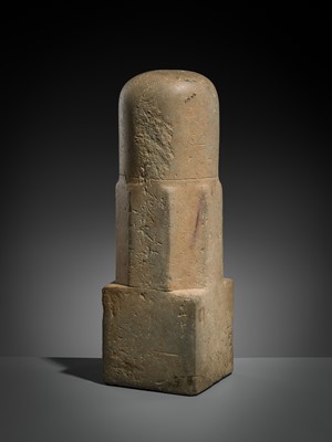 Lot 141 - A LARGE POLISHED SANDSTONE LINGAM, ANGKOR PERIOD, 10TH-13TH CENTURY