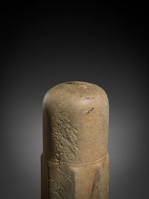 Lot 141 - A LARGE POLISHED SANDSTONE LINGAM, ANGKOR PERIOD, 10TH-13TH CENTURY