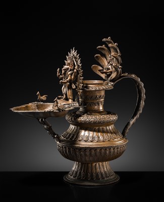 Lot 114 - A MASSIVE NEWAR COPPER ALLOY RITUAL LAMP, SUKUNDA, 18TH-19TH CENTURY
