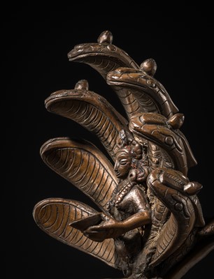 Lot 114 - A MASSIVE NEWAR COPPER ALLOY RITUAL LAMP, SUKUNDA, 18TH-19TH CENTURY