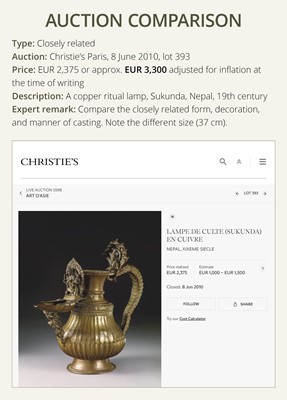 Lot 114 - A MASSIVE NEWAR COPPER ALLOY RITUAL LAMP, SUKUNDA, 18TH-19TH CENTURY