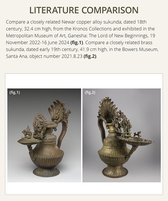 Lot 114 - A MASSIVE NEWAR COPPER ALLOY RITUAL LAMP, SUKUNDA, 18TH-19TH CENTURY
