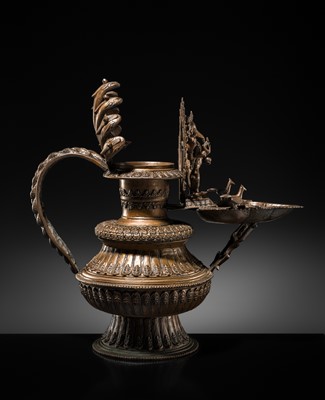 Lot 114 - A MASSIVE NEWAR COPPER ALLOY RITUAL LAMP, SUKUNDA, 18TH-19TH CENTURY