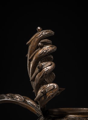 Lot 114 - A MASSIVE NEWAR COPPER ALLOY RITUAL LAMP, SUKUNDA, 18TH-19TH CENTURY