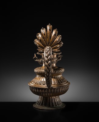 Lot 114 - A MASSIVE NEWAR COPPER ALLOY RITUAL LAMP, SUKUNDA, 18TH-19TH CENTURY