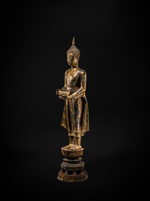 Lot 30 - A VERY LARGE (117 CM HIGH) AND IMPRESSIVE GILT-BRONZE FIGURE OF BUDDHA, LATE AYUTTHAYA TO EARLY RATTANAKOSIN PERIOD