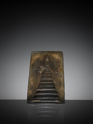 Lot 133 - A HEAVY BRONZE STUPA MOLD, 18TH-19TH CENTURY