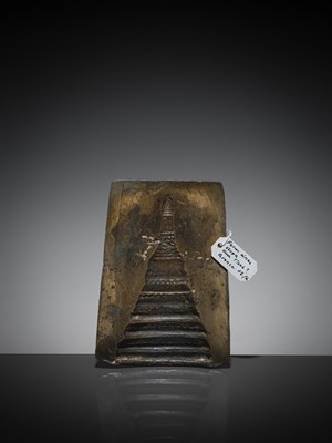 Lot 133 - A HEAVY BRONZE STUPA MOLD, 18TH-19TH CENTURY