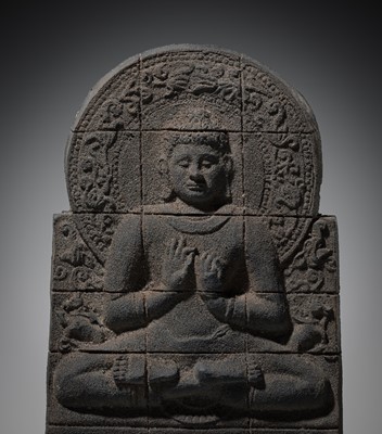 Lot 736 - A BUDDHA WALL PLAQUE