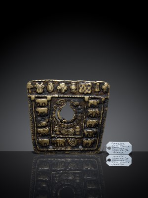 Lot 192 - A COPPER-ALLOY 'TWELVE ZODIAC ANIMALS AND EIGHT BUDDHIST EMBLEMS' THOGCHAG, TIBET, 12TH-15TH CENTURY