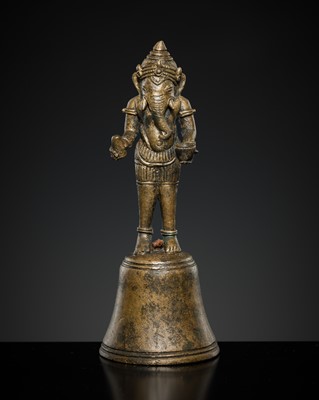 Lot 144 - A BRONZE ‘GANESHA’ ALTAR BELL, ANGKOR PERIOD, 12TH-13TH CENTURY